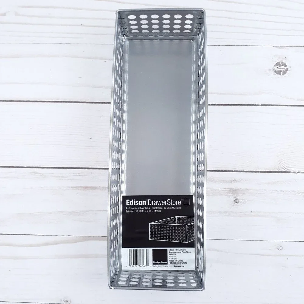 Edison Drawer Store Metal Organizer 3x9 in Silver